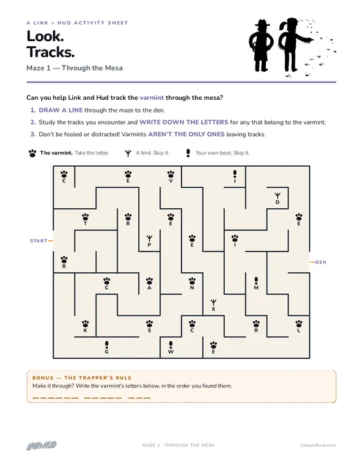 Mesa Maze, sheet one