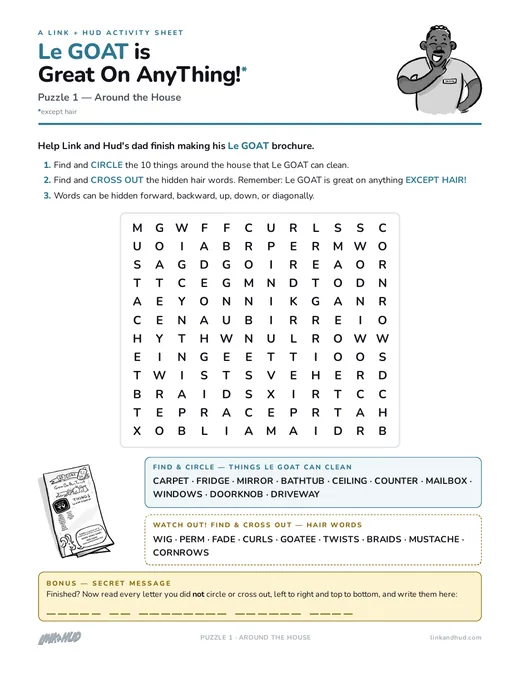 Le GOAT Word Search, sheet one